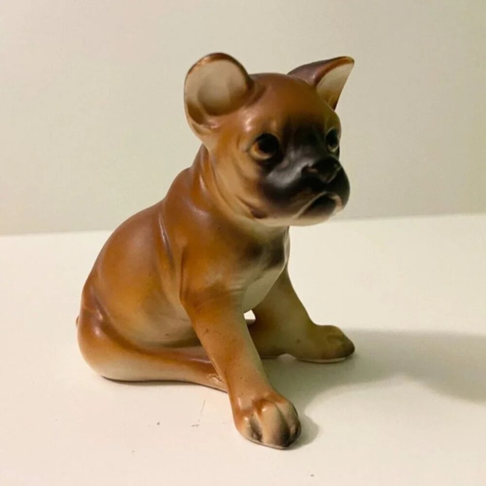 Vintage Porcelain Boxer Dog Figurine Japan  Tall Puppy Figure